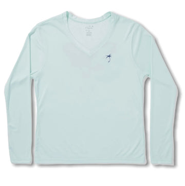 Turtle / Mint V-neck - Quick Dry UPF 50+ Ladies Long Sleeve